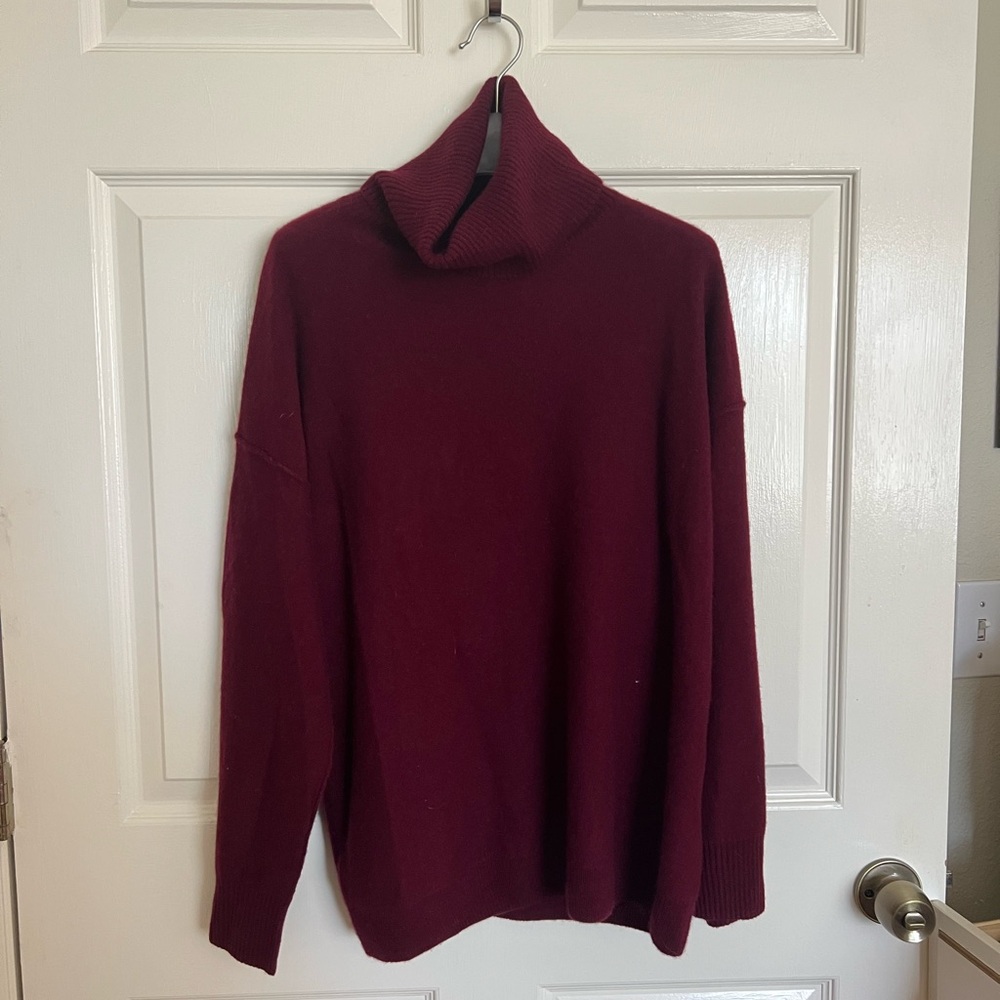 Free People Addie Cashmere Burgundy Turtleneck Sweater